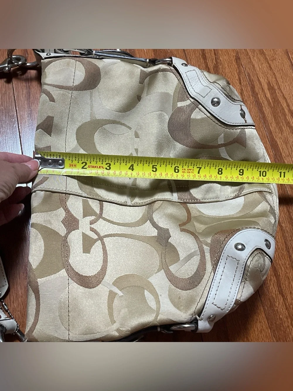 Y2K Coach Carly Hobo Beige Signature Canvas and Leather shoulder bag 11960